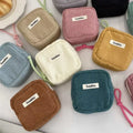 Factory Custom Mini Corduroy Makeup Pouch Personalized Travel Makeup Storage Bag with Large Zipper Slip-in Napkin Storage Purse