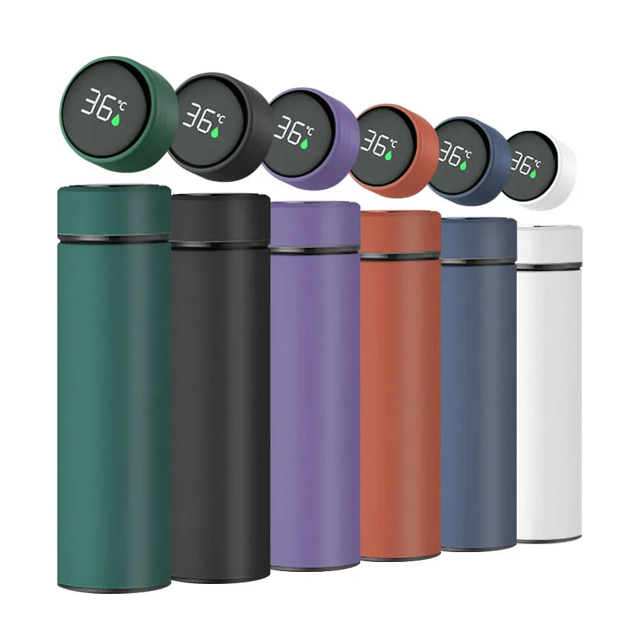 Customized 500ml Stainless Steel Travel Mug with Temperature Display Vacuum Insulated Water Bottle for Hot Cold Water Coffee Tea