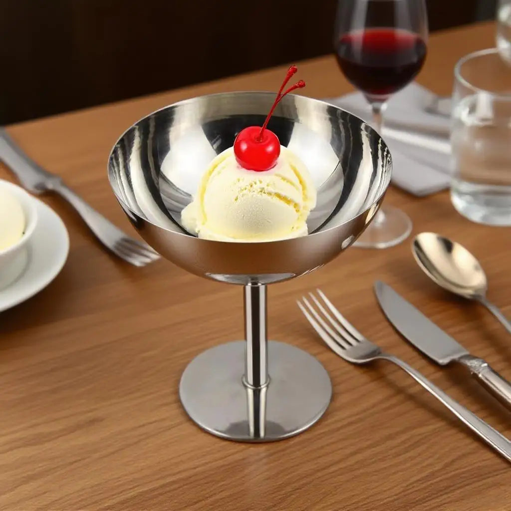 Stainless Steel Ice Cream Bowl Reusable Salad Cup Dessert Bowl Metal Pudding Cup Salad Dessert Rack DIY Ice Cream Container