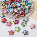 100Pcs/Bag15mm Cute Acrylic UV Plated Star Beads Straight Hole Multi-layers Spacer Beads for DIY Bracelet Necklace Phone Chain