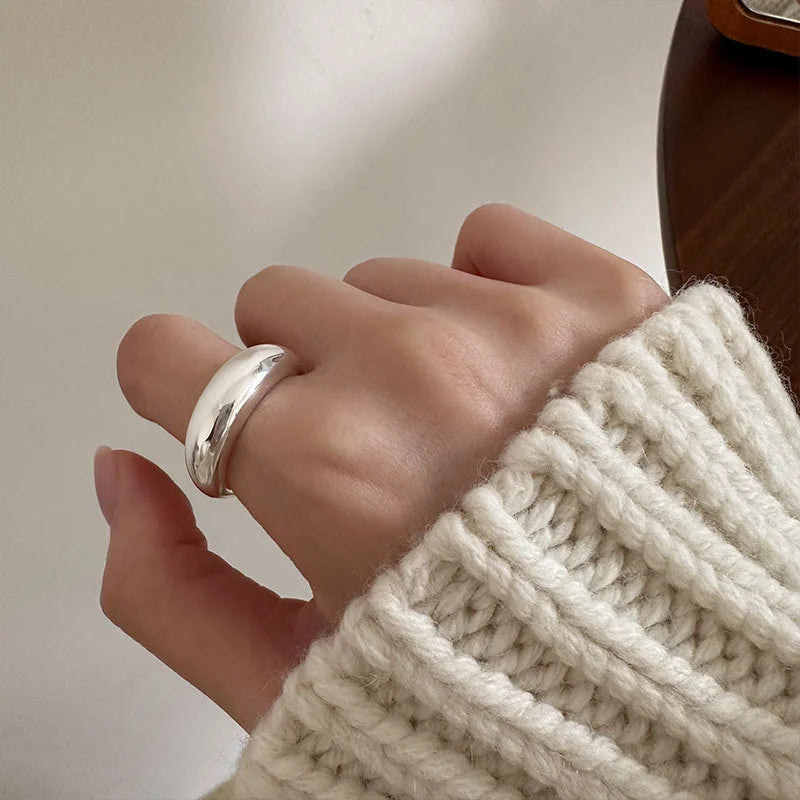 Trendy Women Jewelry Stacking Ring Adjustable Ring 925 Sterling Silver Dome Rings