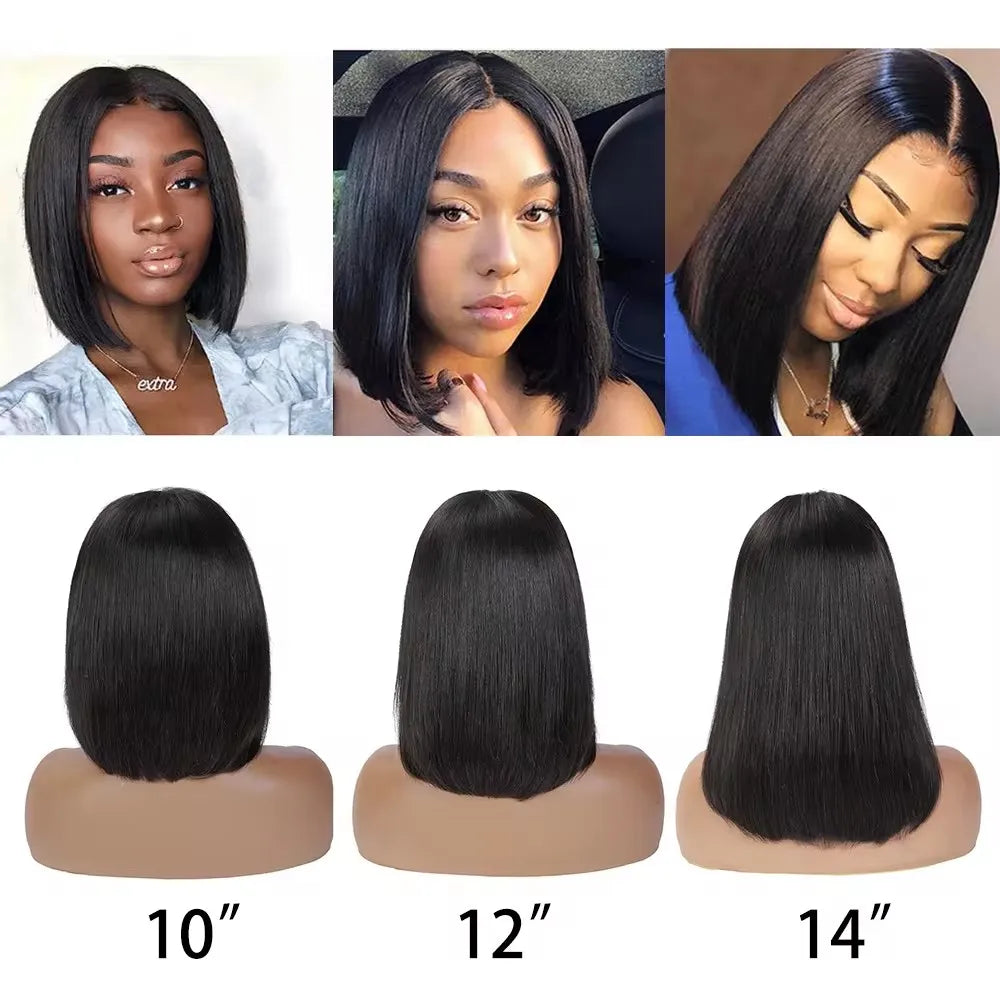 Wholesale Raw Vietnamese Human Hair Short Bob Wig 5x5 Transparent Lace Front Pre-Plucked 180% Density Straight for Black Women MegaBDM