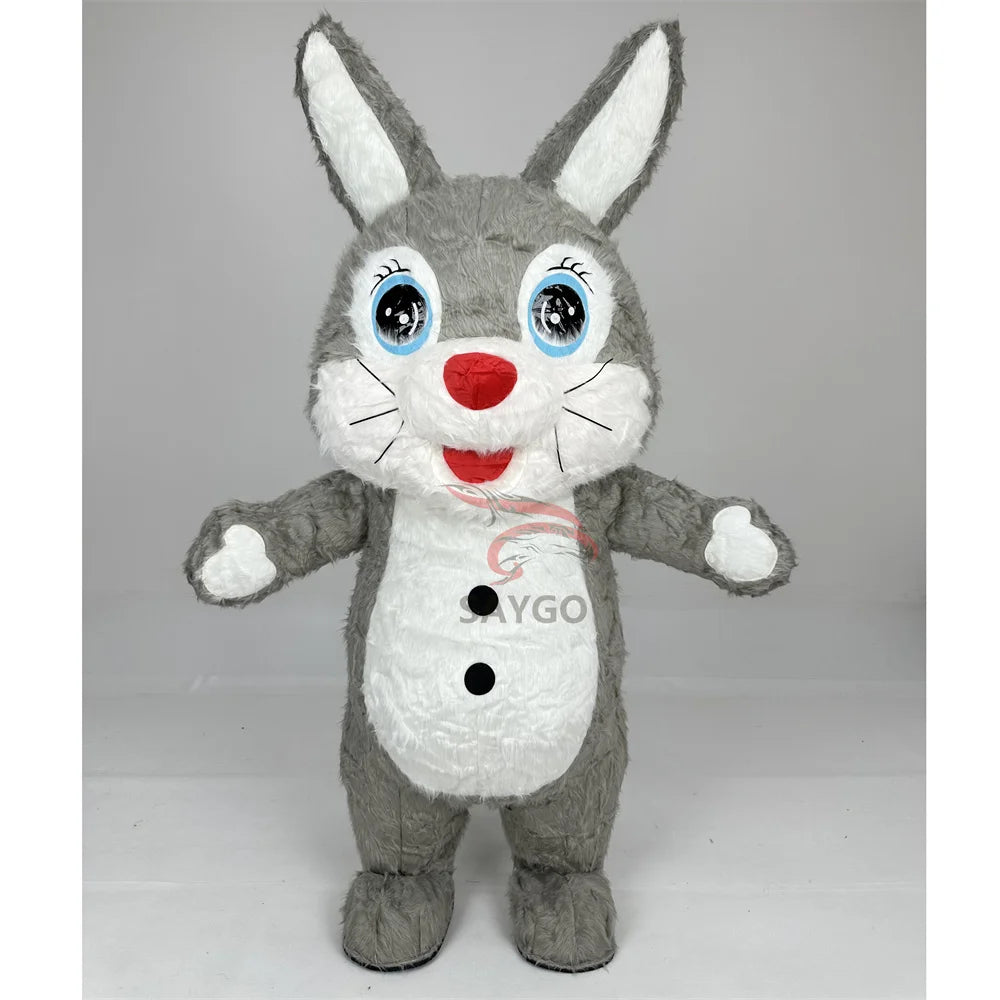 Buttons in Belly Style Short Eared Bunny Mascot Costumes 2m 2.6m Inflate Bunny Costumes Rabbit Onesie for Easter Festivals