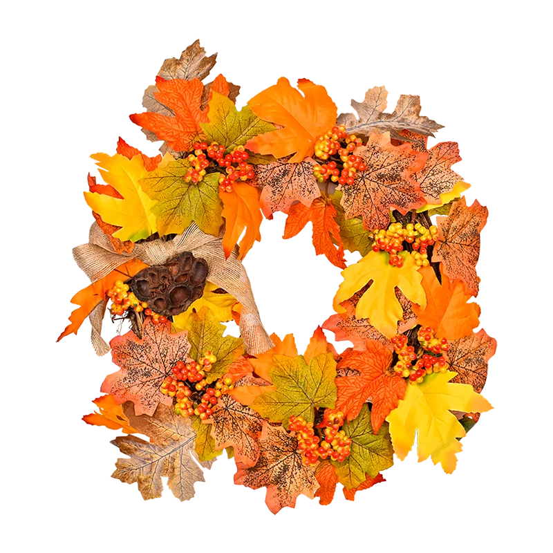 Modern Home Decor Thanksgiving Leaves Garland Hot Sale Wall Hanging Decoration for Holidays Rattan PVC & Polyester Material