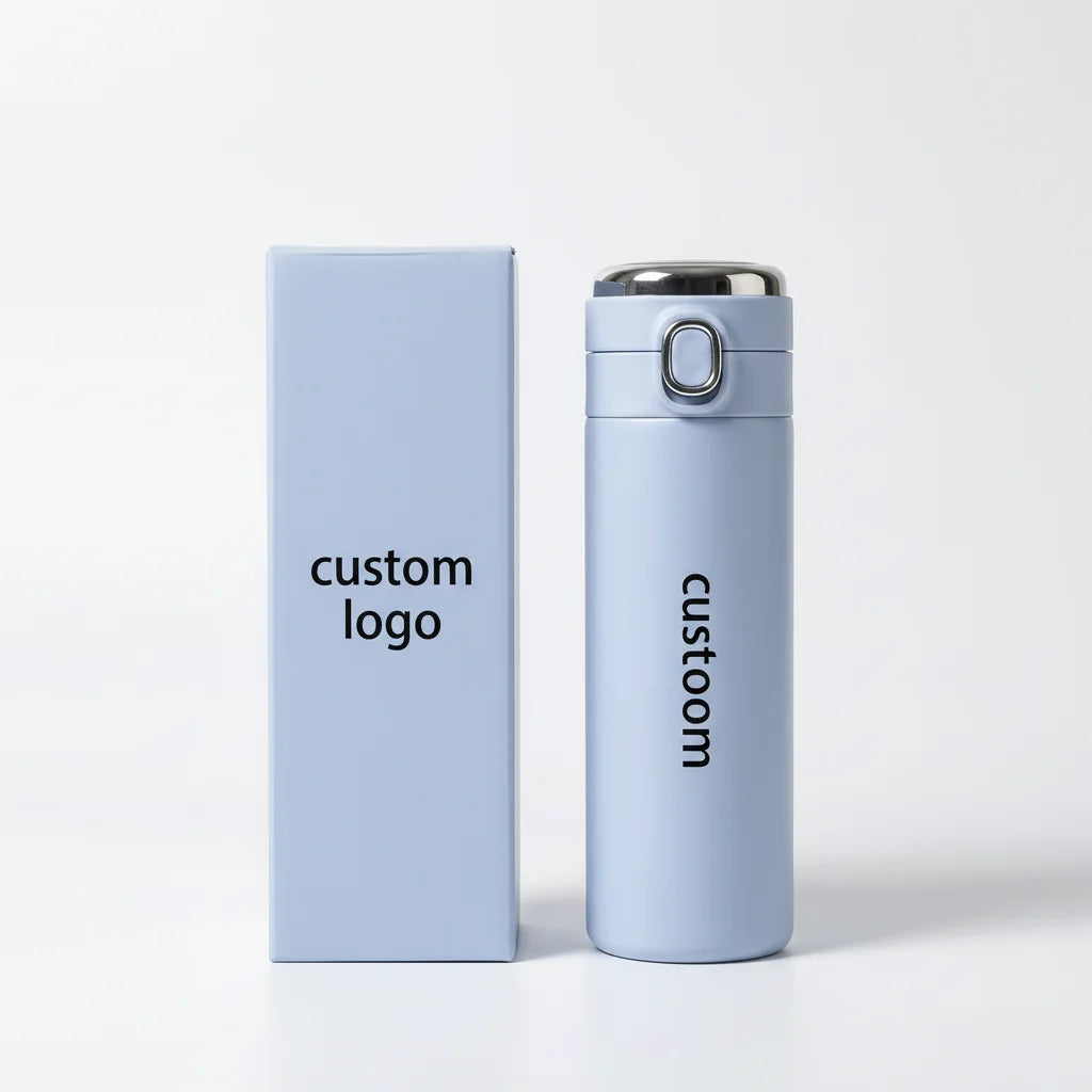 Custom Logo Stainless Steel Tumbler Double Wall Insulated Temperature Flip Top Tumbler with Temperature Display Lids