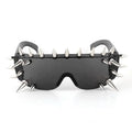 Wholesale Handmade Fashion Oversized Sunglasses Luxury Metal Rivet Futuristic Female One Piece Windproof Sunglasses