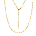 RINNTIN SC83 Italian Soild 14K Real Gold Plated 925 Sterling Silver 2.2mm Paperclip Chain Choker Necklace for Women