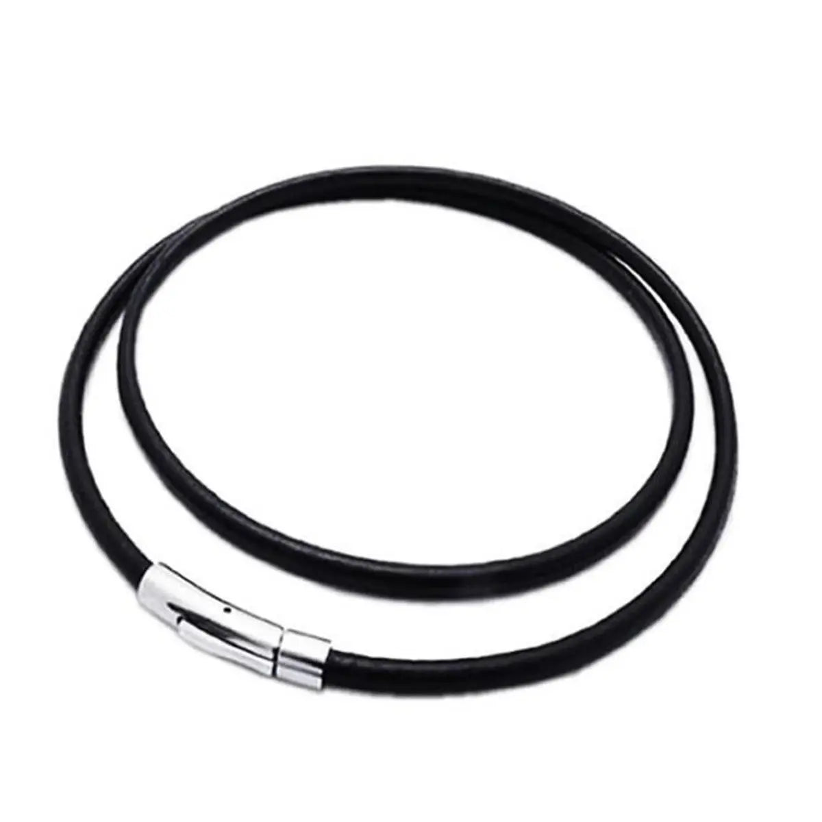 3mm Unisex Stainless Steel Leather Cord Necklace Rope Black Braided Twist Magnetic Clasp