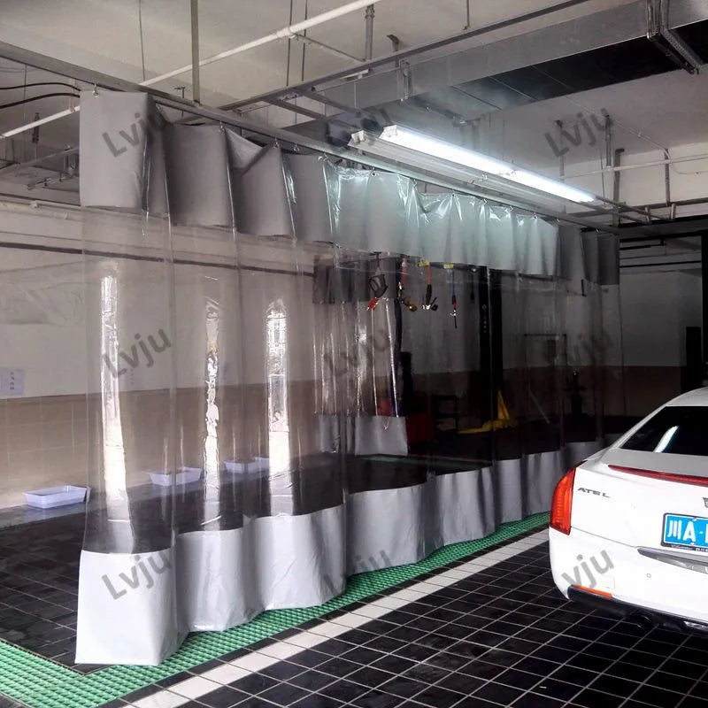 Lvju Custom Color Size PVC Curtain Tarpaulin Grommet Top Car Wash Curtain for Industry Warehouse MegaBDM