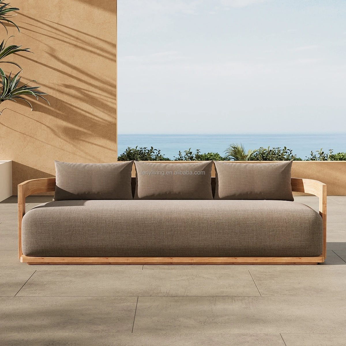 Ferly New Popular High End Rest Terrace Outdoor Garden Furniture Sofa Teak 3 Piece Sofa Sets for Patio MegaBDM