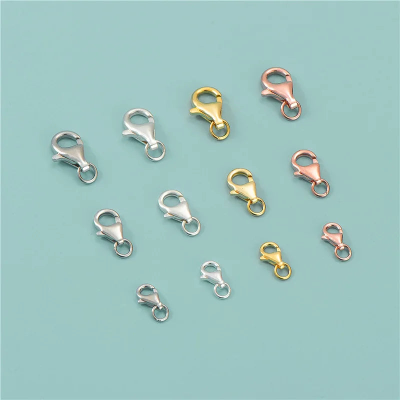 Wholesale Jewelry Findings 925 Sterling Silver Drop Lobster Clasp for Bracelet Necklace Making With Opened Ring