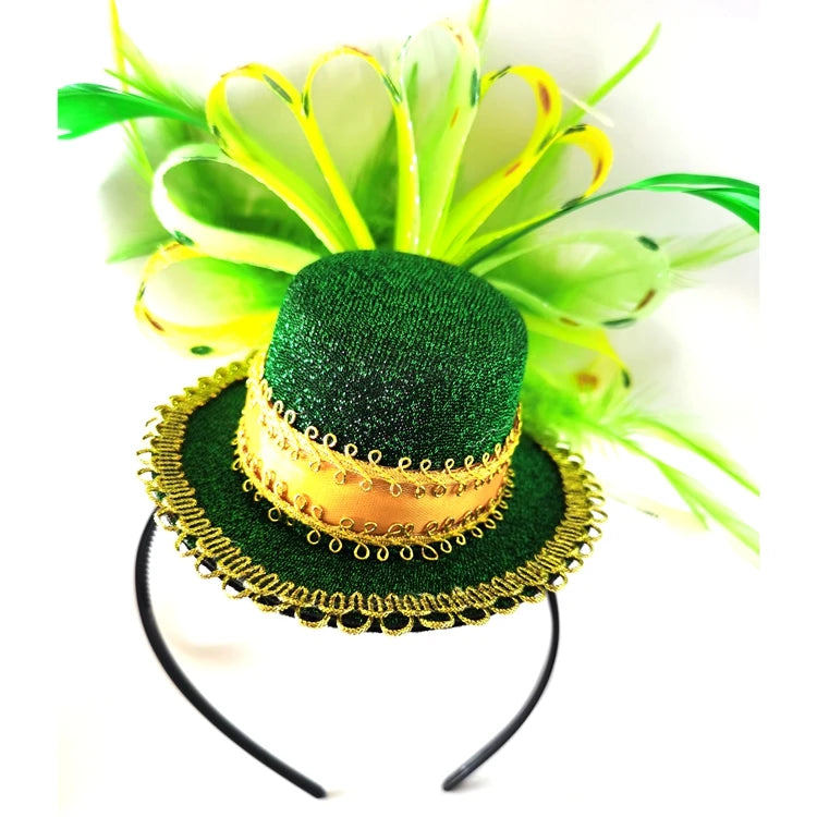 Fantastic St. Patrick's Day Accessories Leprechaun Clover Green Feathered Headband for Irish Themed Party