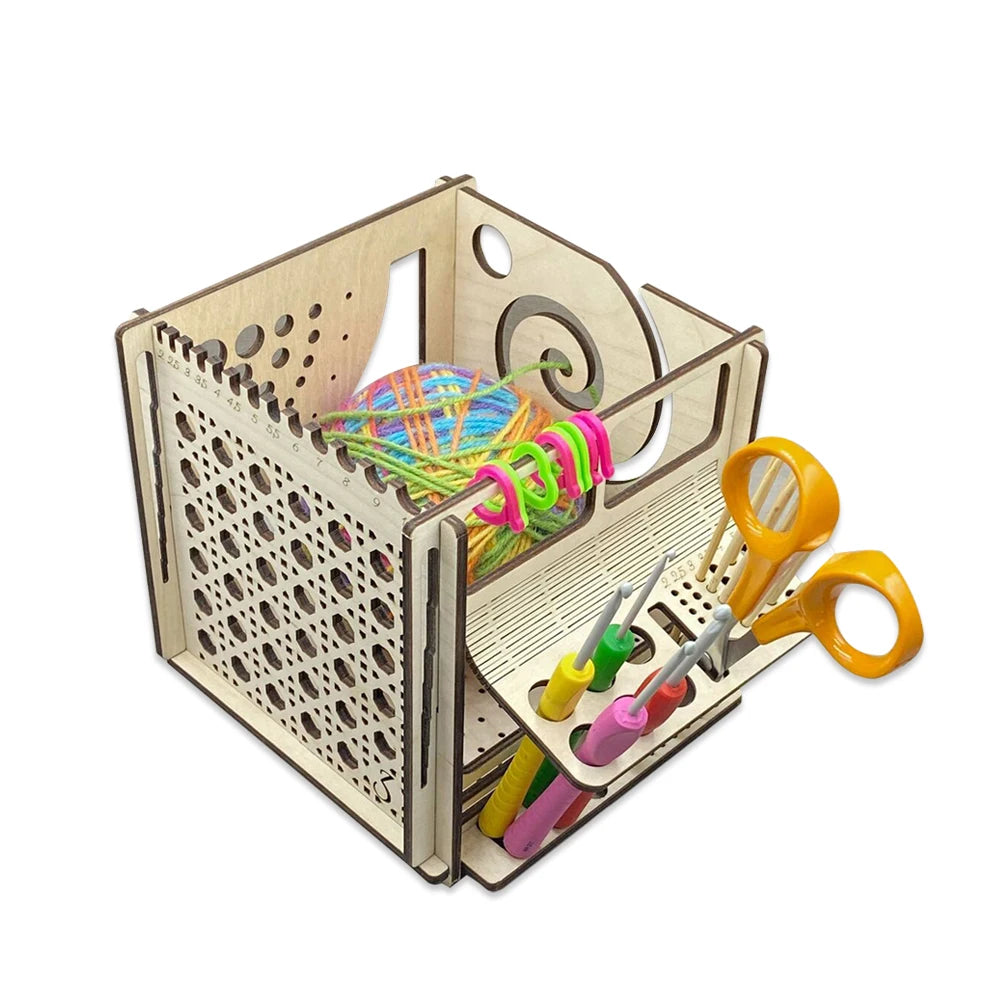 PAFU All-in-One Multifunctional Wooden Yarn Bowl Knitting Tool Yarn Storage Organizer