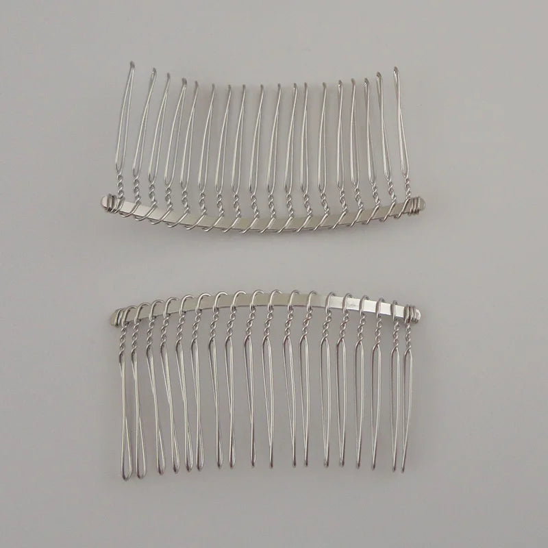 3.7cm*6.5cm Silver 16teeth 18teeth Plain Metal Hair Combs for Bridal Hair Accessories Wire Twisted Side Comb