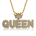 Luxury diamond encrusted pendant necklace for women fashion gold plated letter necklace hip hop party jewelry
