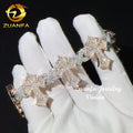 Hip Hop Tow Tone Rose Gold 925 Silver VVS Diamond Infinity Mens Moissanite Cross Cuban Chain Bracelet