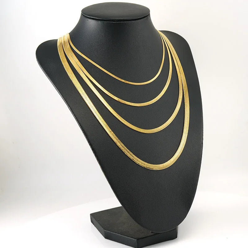 2023 Gold Stainless Steel Snake Bone Chain Necklace 18K Titanium Steel Blade Female Flat Snake Chain for Gift