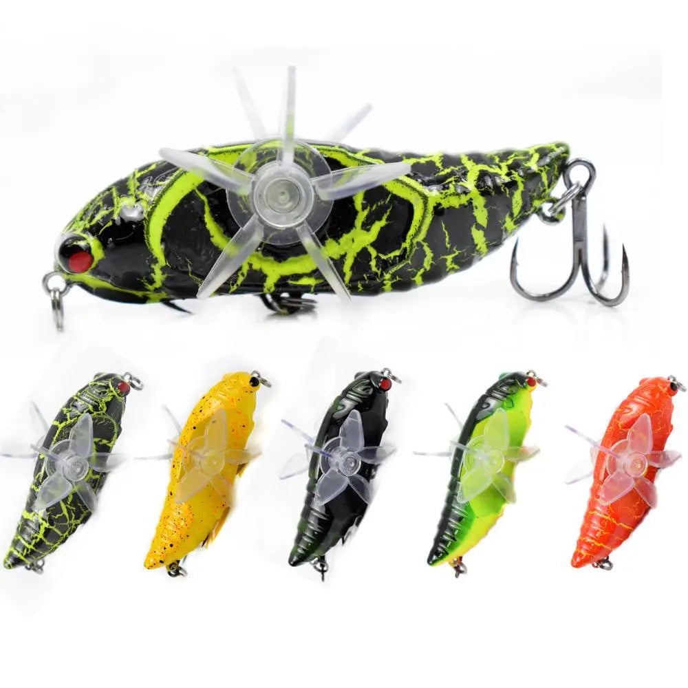 Topwater 7.5cm 15.5g ABS Floating Double Propeller Artificial Hard Bait Tractor Treble Hook Trolling Long Distance River Lake