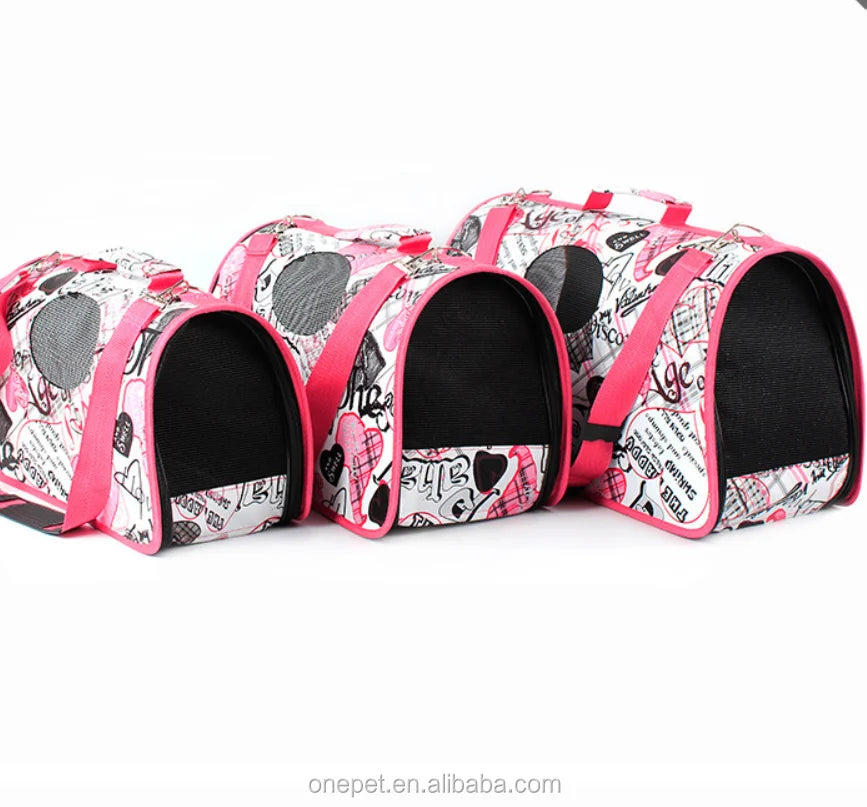 Oxford Material Pet Carrying Backpack Bag Printed Pattern Outdoor Travel Cat and Dog Small Animal Carrier with Zipper Closure