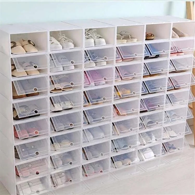 HelloWorld Japanese Style Stackable Storage Shoe Box Thickened Clamshell Drawer Type Shoe Box PP Plastic Transparent Shoe Box