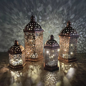 Custom New Design Ramadan Eid Decorations LED Mubarak Iron Wind Lamp Islamic Decorations for Home Supplies Ramadan Lanterns