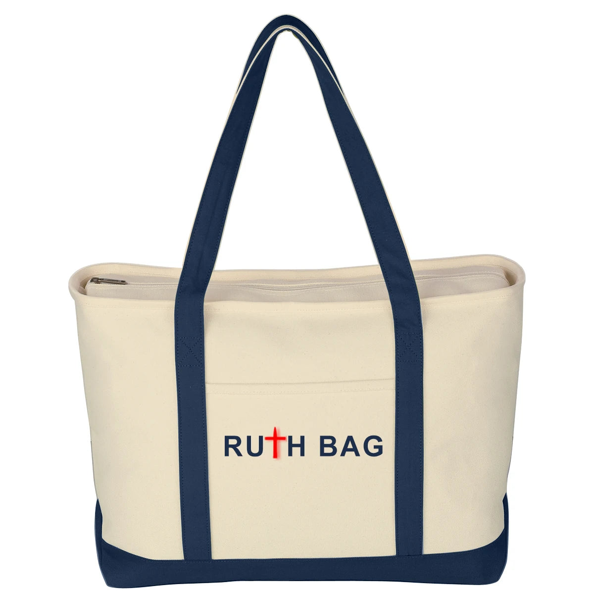 Ruthbag Custom Simple Natural Durable Cotton Canvas Medium Size Zhejiang Made Shopping Tote Bag Promotional Letter Pattern