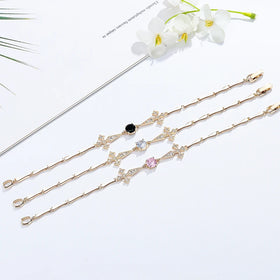 Hengdian Fashion Wholesale 18K Gold-Plated Cubic Zirconia Cross Geometric Women Copper Brass Bracelet Jewelry