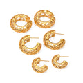ERESI Wholesale Fashion Earring Dainty Statement 18K Gold Plated Earrings Stainless Steel Hoop CC Hollow Earrings Luxury Jewelry