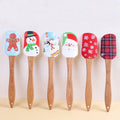 Christmas Silicone Spatula Set Tree Santa Snowman Scraper With Wood Handle Prefect Gift to Friends and Family