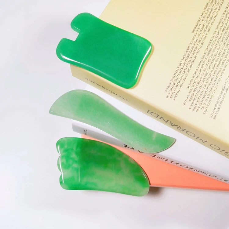 Diy 100% Natural Jade Guasha Private Label Scraping Green Aventurine Amethyst Green Jade Gua Sha Tools for Face Body Skincare