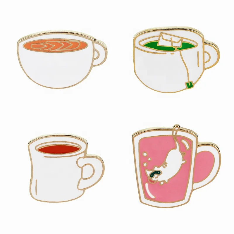 Personality Coffee Cup Green Tea Cup Cat Dripping Cartoon Brooch