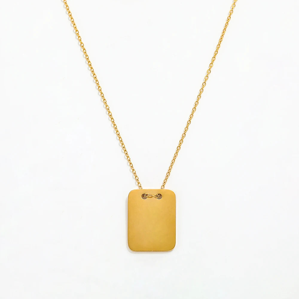Joolim Jewelry 18K PVD Gold Plated Rectangle Pendant Necklace Stainless Steel Necklace Wholesale