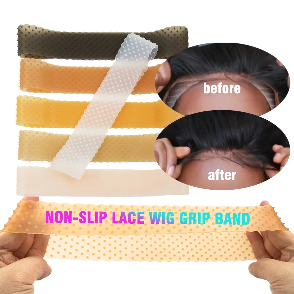 Free Size Secure Strong Elastic Head Wrap Band Glueless Non-Slip Silicone Lace Wig Grip Headband for Lace Wigs