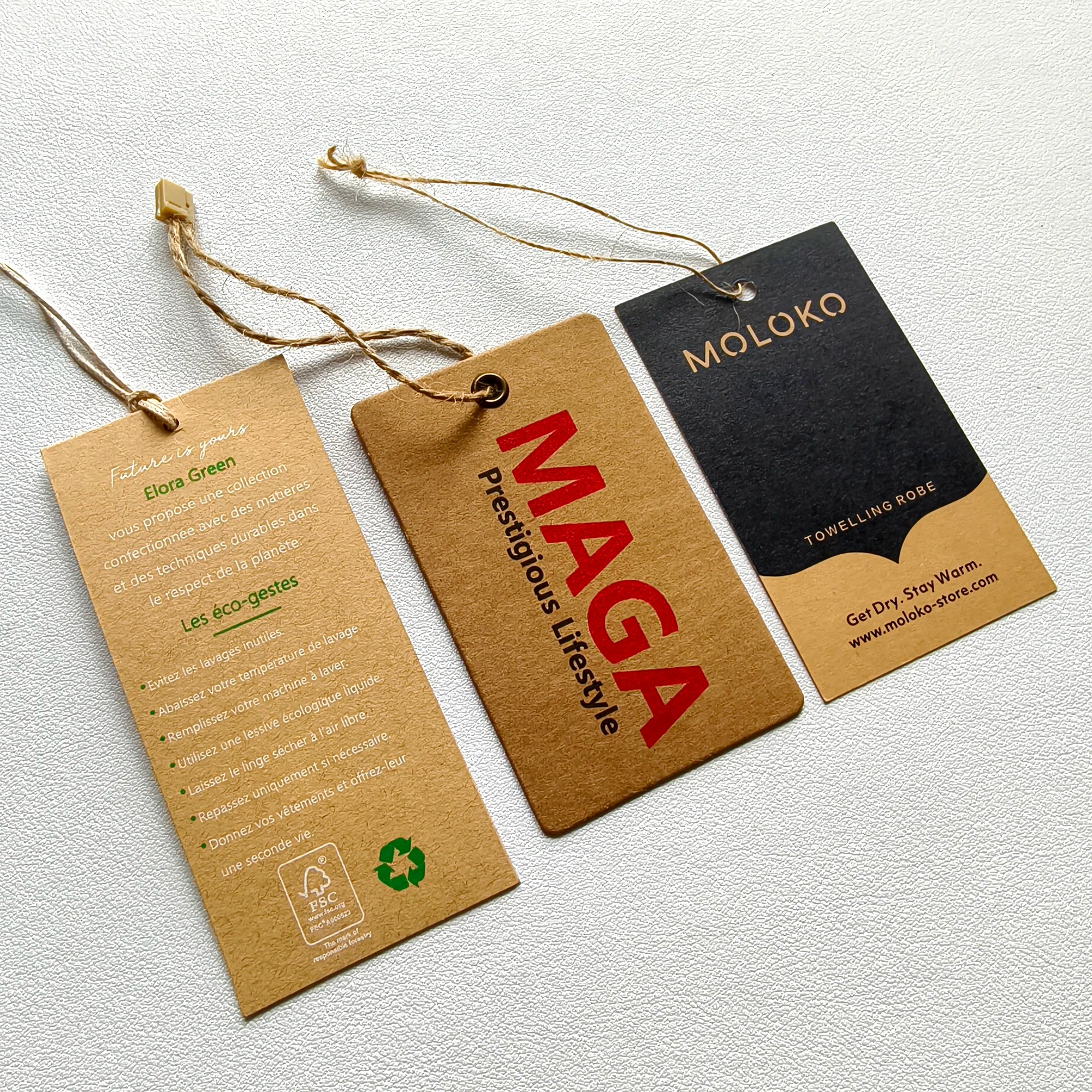 WD-HT0031 Customized Recycled Garment Printed Round Paper Hang Tags With String Kraft Cardboard Fabric Hangtag for Accessories