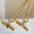 2024 New Design Micro Pave CZ Cubic Zircon T Bar Stainless Steel 18K Gold Plated Link Chain Necklace Unisex Anniversary