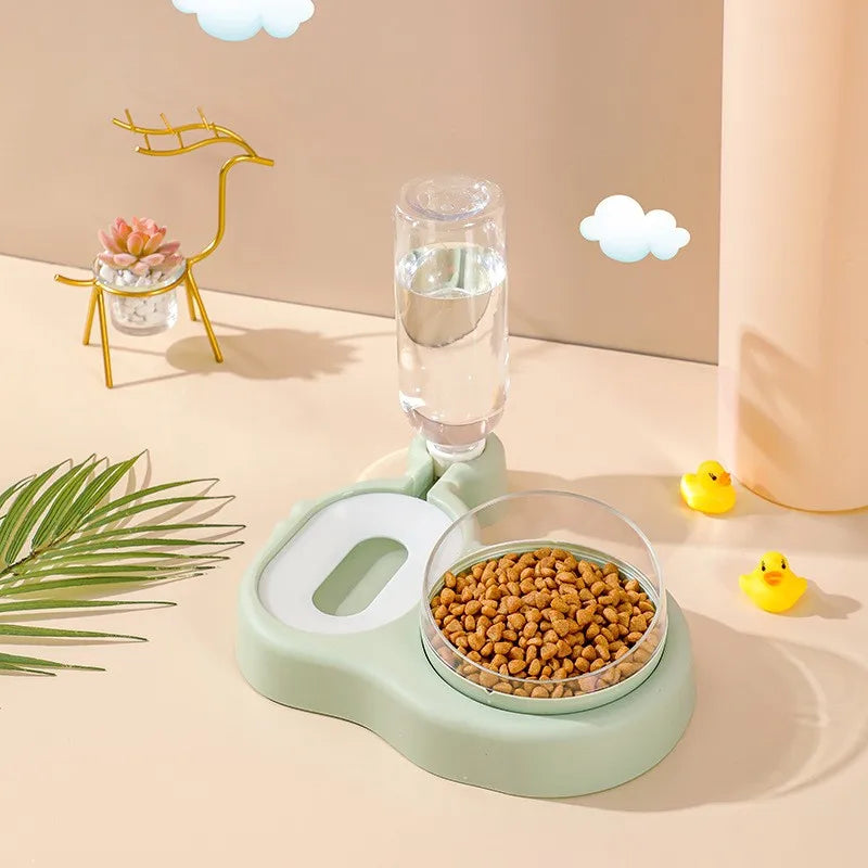 Non-Slip Double Dog Cat Food Bowl Feeding Two in One Large Capacity Pet Bow Automatic Pet Water Dispenser Cat Drinking Feeder