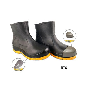 18CM New Style Steel Toe Gumboots Lightweight Factory Machinery PVC Rain Boots Ankle Rubber Safety Boots for Construction