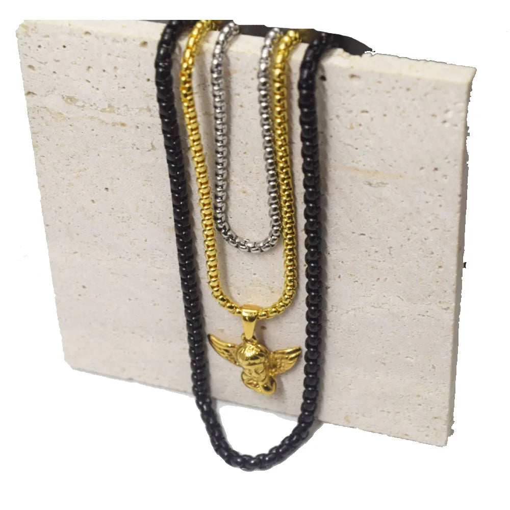 2mm 2.5mm 3mm Gold Silver Rose Gold and Black Stainless Steel Box Chain Pendants Necklace for Men and Women Jewelry