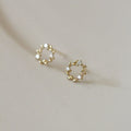 Korean Cute Fashion Pure 925 Sterling Silver Simple Olive Branches Zirconia Flower Stud Earrings for Women Girls Jewelry