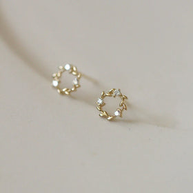 Korean Cute Fashion Pure 925 Sterling Silver Simple Olive Branches Zirconia Flower Stud Earrings for Women Girls Jewelry