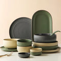 Europe Creative Ceramic Dishware Set Household Vertical Stripe Plate Combination with Chopstick Wholesale Dinnerware Sets