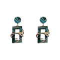 New tide Korean High-grade Earrings Female Personality Geometric square Green Everything Matching Earrings