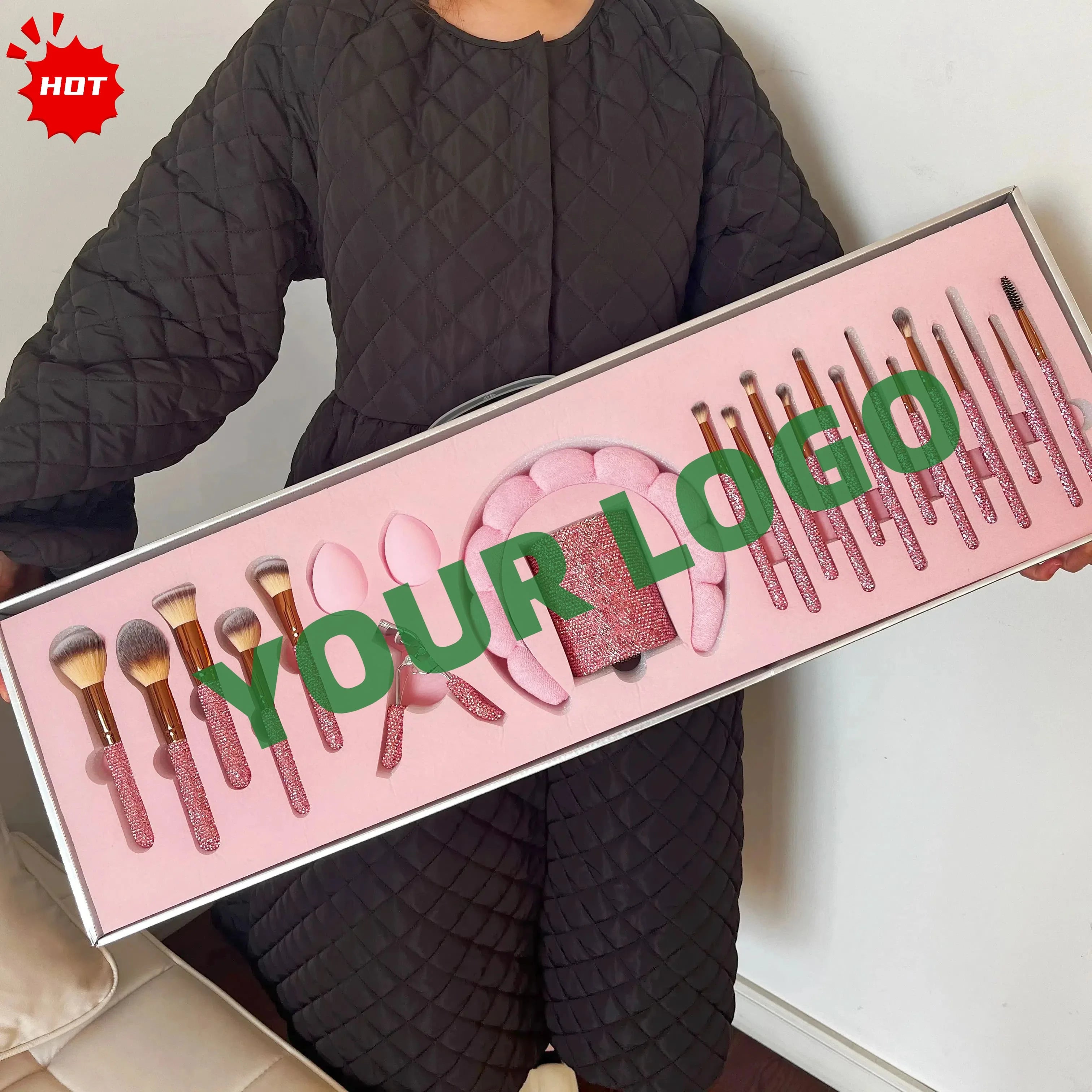 Glitz and Glam Brushes Rhinestone Makeup Brushes Professional Style Lip Brush with Gift Box Customizable