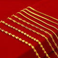 GC AU585 14 Karat Pure Gold Chains Kolye Necklace Jewelry Wholesale Real Gold 14K Yellow Solid Gold Link Chains for Women Men