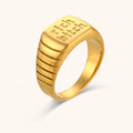 Dingran Fashion Ring Jewelry 18k Gold Plated Stainless Steel Non Tarnish Waterproof Letter Ring