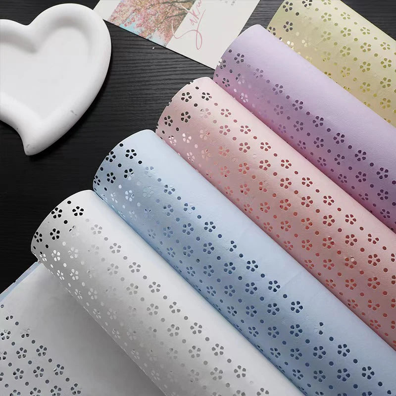 New Style  Three Dimensional Hollow Out Waterproof Cotton Flower Wrapping Paper Luxury