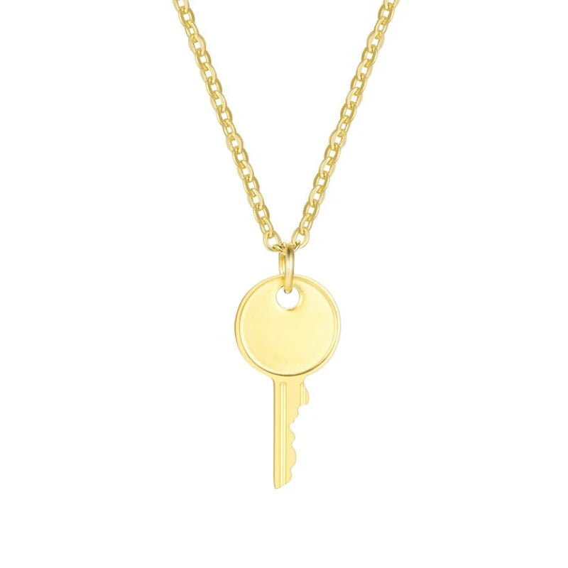 Wholesale Stainless Steel Lock and Key Pendant Necklace 18K Gold Plated Women Necklace Jewelry for Gift