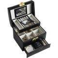 Custom Logo PU Leather Large Jewelry Box With Drawers Necklace Ring Earring Storage Jewellery Gift Case