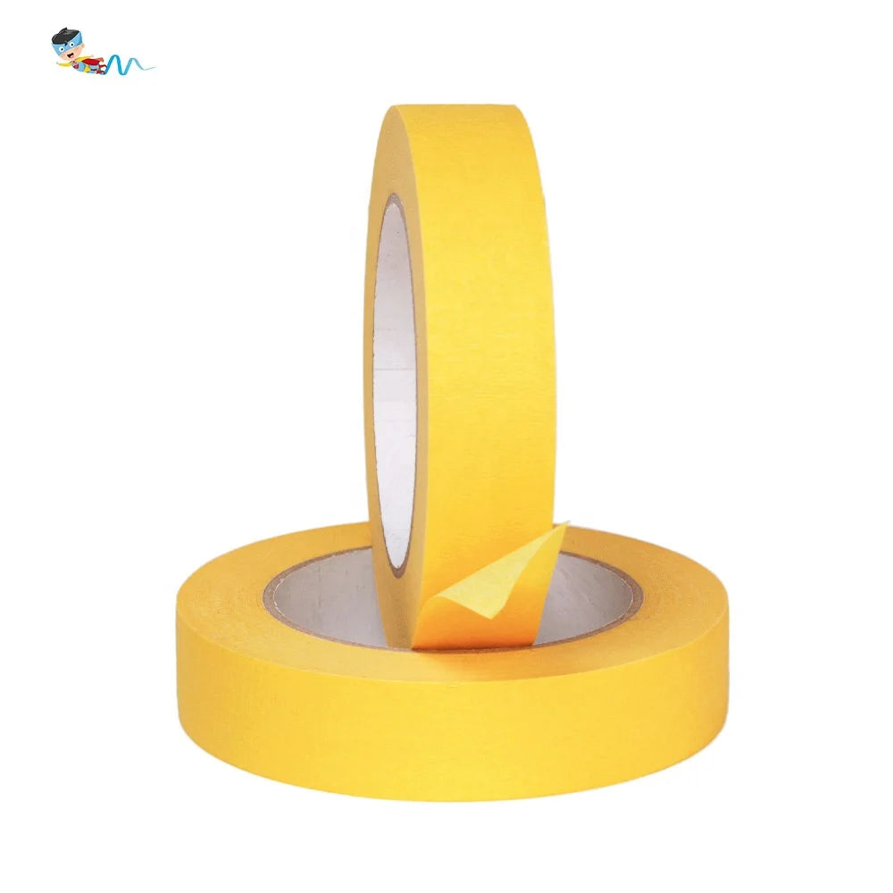 2- Recyclable High Temperature 100 Degrees Resistant No-Residual Automotive Spray Paint Crepe Paper Masking Self Adhesive Tape