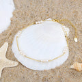 RINNTIN SA36 Silver Gold Natural Freshwater Pearls Chain Anklet Beach Adjustable Chain Anklet Foot Jewelry
